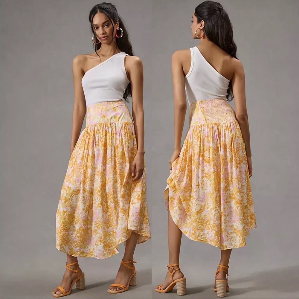 Maeve Anthropologie Flounce midi Skirt Sz Large